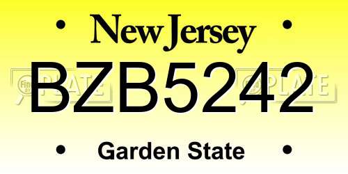BZB5242 New Jersey License Plate