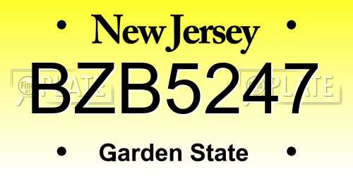 BZB5247 New Jersey License Plate