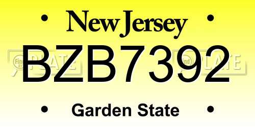 BZB7392 New Jersey License Plate