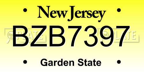 BZB7397 New Jersey License Plate