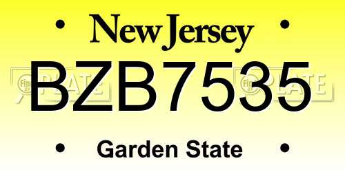 BZB7535 New Jersey License Plate