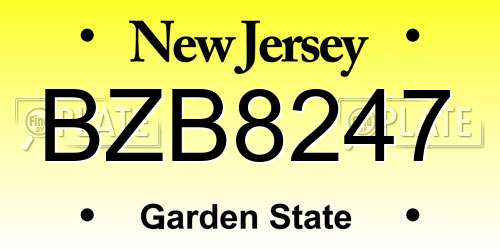 BZB8247 New Jersey License Plate