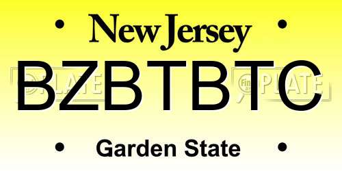 BZBTBTC New Jersey License Plate