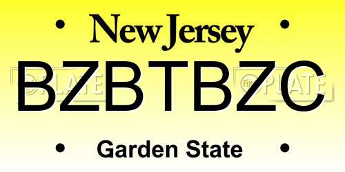 BZBTBZC New Jersey License Plate