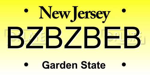 BZBZBEB New Jersey License Plate