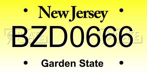 BZD0666 New Jersey License Plate