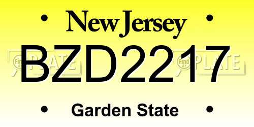BZD2217 New Jersey License Plate