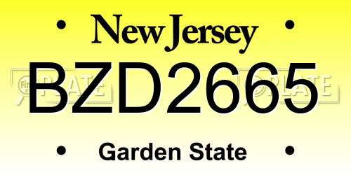 BZD2665 New Jersey License Plate