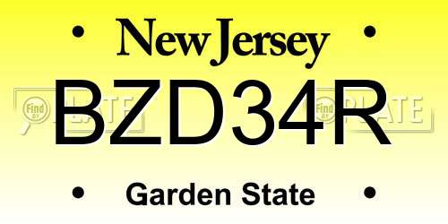 BZD34R New Jersey License Plate