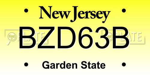 BZD63B New Jersey License Plate