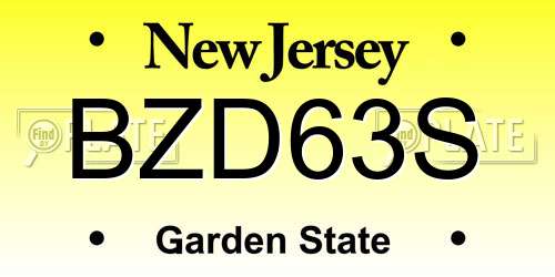 BZD63S New Jersey License Plate