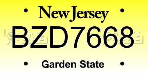 BZD7668 New Jersey License Plate