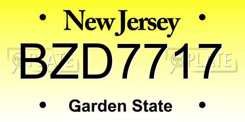 BZD7717 New Jersey License Plate
