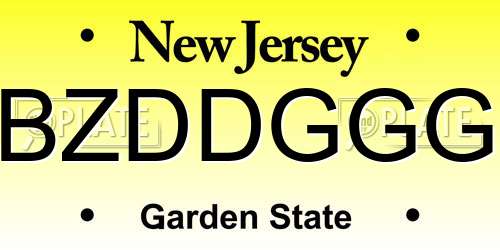 BZDDGGG New Jersey License Plate