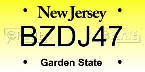 BZDJ47 New Jersey License Plate