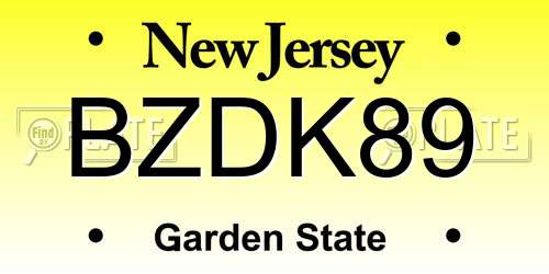 BZDK89 New Jersey License Plate