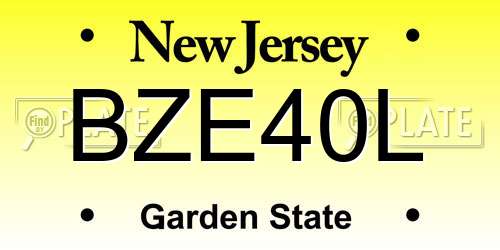 BZE40L New Jersey License Plate