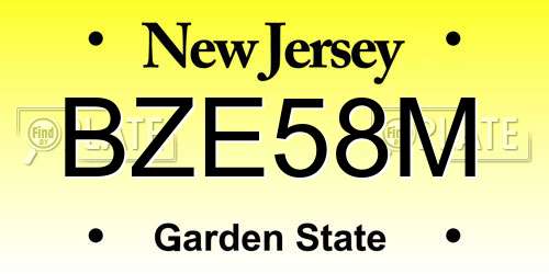 BZE58M New Jersey License Plate