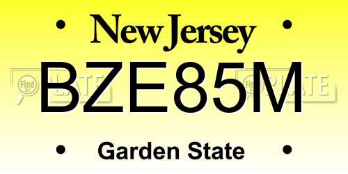 BZE85M New Jersey License Plate