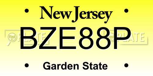 BZE88P New Jersey License Plate