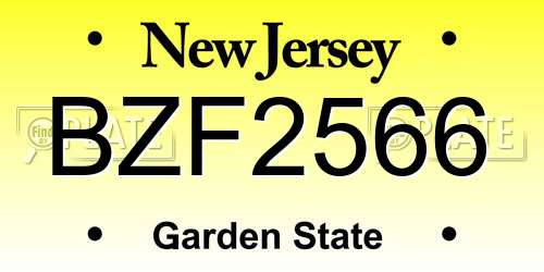 BZF2566 New Jersey License Plate
