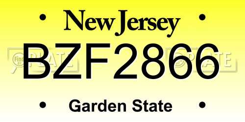 BZF2866 New Jersey License Plate