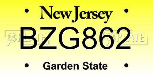 BZG862 New Jersey License Plate