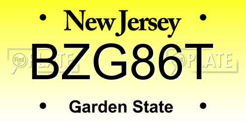 BZG86T New Jersey License Plate
