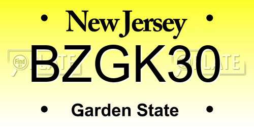 BZGK30 New Jersey License Plate