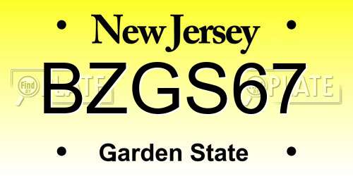 BZGS67 New Jersey License Plate