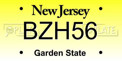 BZH56 New Jersey License Plate
