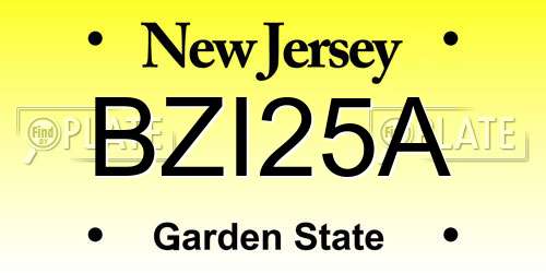 BZI25A New Jersey License Plate