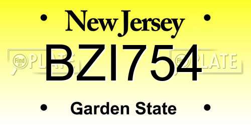 BZI754 New Jersey License Plate