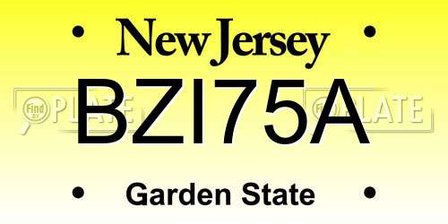 BZI75A New Jersey License Plate