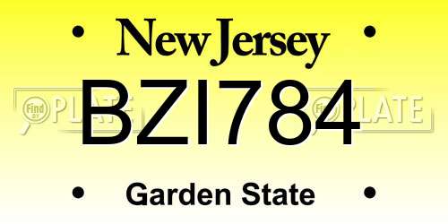 BZI784 New Jersey License Plate