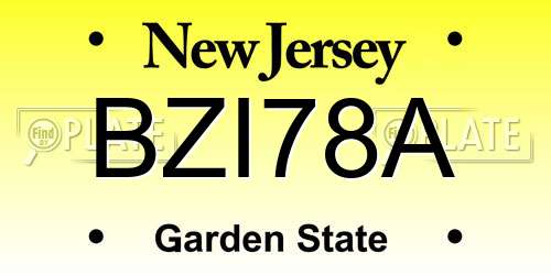 BZI78A New Jersey License Plate