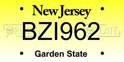 BZI962 New Jersey License Plate