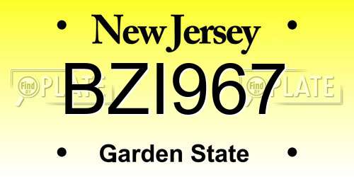 BZI967 New Jersey License Plate