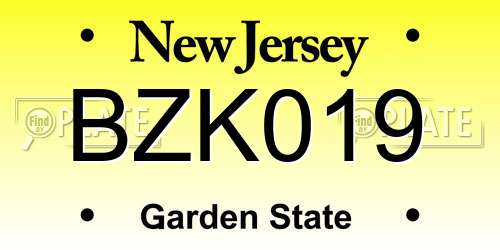 BZK019 New Jersey License Plate