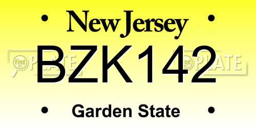 BZK142 New Jersey License Plate