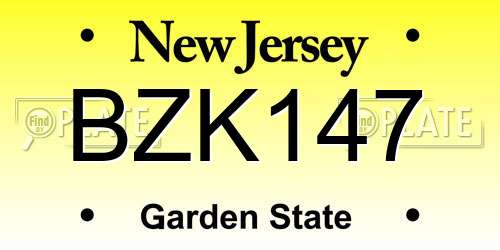 BZK147 New Jersey License Plate