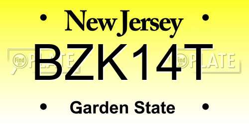 BZK14T New Jersey License Plate