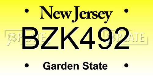 BZK492 New Jersey License Plate