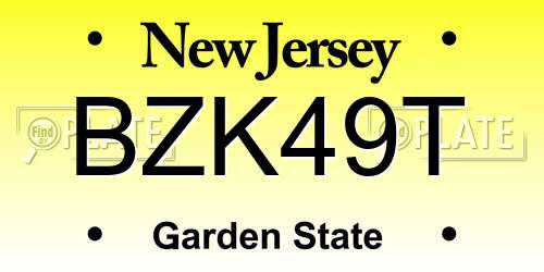 BZK49T New Jersey License Plate