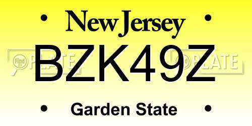 BZK49Z New Jersey License Plate