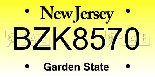 BZK8570 New Jersey License Plate