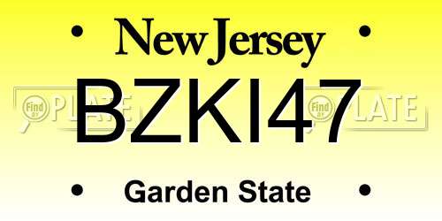 BZKI47 New Jersey License Plate