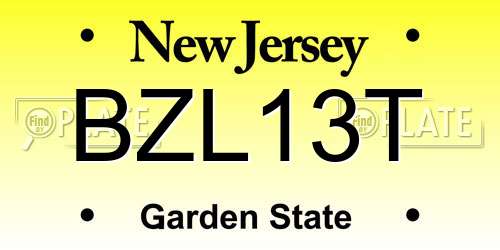 BZL13T New Jersey License Plate