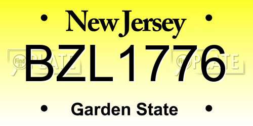 BZL1776 New Jersey License Plate