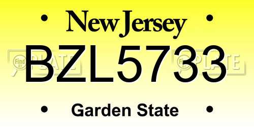 BZL5733 New Jersey License Plate